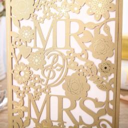 Convites e envelopes para casamento, decoração, anti-reflexo, corte a laser, dourado, azul - Image 4