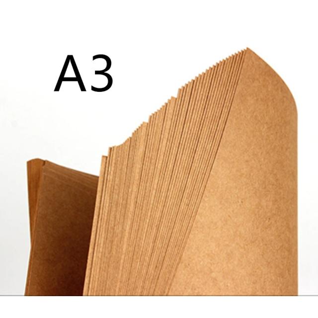 Pacote com 20 folhas de papel kraft marrom A3 70-200gsm para artesanato e embalagens
