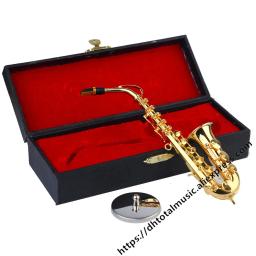 Saxofone em miniatura com acessórios decorativos, mini saxofone com suporte de metal, ornamentos decorativos, alto tenor, presentes, instrumentos musicais em miniatura - Image 2