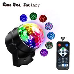 Luzes de festa bola de discoteca 7 cores led estroboscópio som ativado efeito de luzes de palco com controle remoto para dj aniversário natal casamento - Image 1