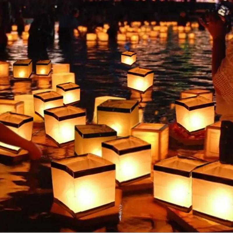 Lanternas de papel quadrado Desejando lanterna, vela flutuante para festa, aniversário e decoração de casamento, novo, festival - Image 1
