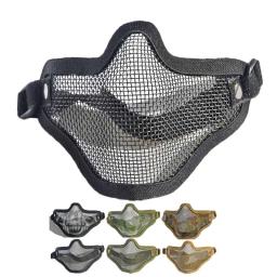 Tactical Metal Steel Wire Half Face Mask, baixo carbono, Anti-Impacto, Esgrima, Airsoft, Paintball, Protector Net, Mesh Mask - Image 1