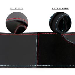 O SHI 38 centímetros DIY Cobertura de Volante de CARRO-resistente ao Desgaste Macio PU + Suede Direcção Car Couro-roda Trança Com Agulhas Tópico - Image 6