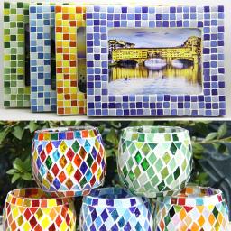 100 g/lote 10*10mm quadrado de vidro claro mosaico telha para diy fazer o bebê quebra-cabeça arte artesanato kits ferramentas transparente livre pedra - Image 5