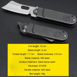 Mini faca dobrável de feijão, faca com lâmina de aço 440, cabo de aço para acampamento, caça, facas táticas de sobrevivência, faca de bolso para uso ao ar livre, ferramenta edc - Image 2