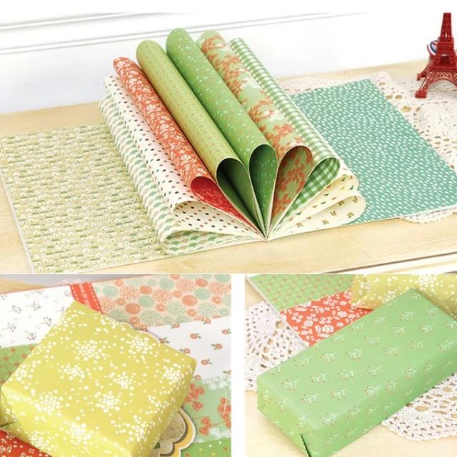 Papel de Embrulho Artesanal Vermelho e Verde para Presentes - 16 Folhas para DIY e Scrapbooking