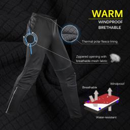 Lixada calças de ciclismo masculinas, calças térmicas de lã à prova d'água e vento, para inverno, para bicicleta, corrida, esportes - Image 4