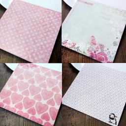 Bloco de papel para scrapbooking com estampa de flor rosa, faça você mesmo, pacote de 24 folhas artesanais, artesanato, papel de fundo - Image 4