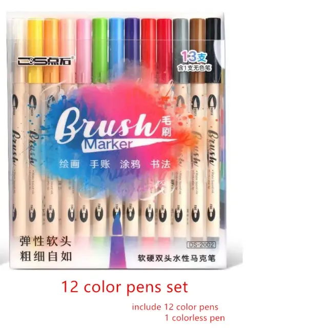 Conjunto Completo de Canetas Dupla Face para Arte: Marcadores, Pincéis e Delineadores Coloridos de 0.5 a 9.0mm, Ideal para Presentes e Material Escolar
