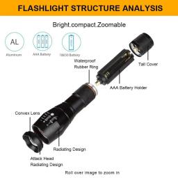 Luz de bicicleta v6 l2 t6, luz led de ciclismo, lâmpada frontal à prova d'água, lanterna com zoom - Image 2