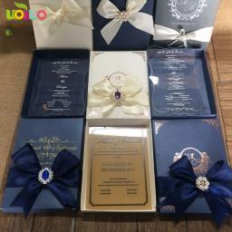 Elegante convite cartão caixa, logotipo personalizado convites titular, casamento decoração favor lembrança caixa amostra, 10pcs - Image 1