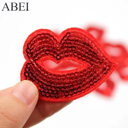 Patches de lantejoulas para bordados DIY, Ferro em Lip Appliqued Adesivos de vestuário, Jeans Sacos e Sapatos Decoração, Motif Badge, 10 Pçs/lote - Image 5