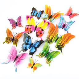 Novo 12 pçs/set 3d dupla camada pteris borboleta adesivos de parede decoração para casa borboletas coloridas na parede ímã decalques geladeira - Image 6