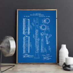 Clarinete 1894 poster jazz arte impressões música sala decoração de clarinete vintage patente plano de tela pintura música presente ideia - Image 2