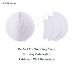 14 peças bolas de papel de pompom borlas, flores de papel, bolas de colmeia, 3 estilos, roxo, azul, decoração de leque de papel para festa de casamento, mesa de eventos - Image 6
