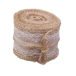 Fita natural da serapilheira de juta 2m hessian com detalhe do laço, 5cm larguras festa decoração do casamento guarnição do laço aa8002 - Image 1
