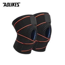 AOLIKES 1 Par Suporte Joelho Coolfit Quick dry gel de Sílica 4 Molas Estabilizador Baketball Futebol Joelheira Esportes Protetor de Joelho - Image 2