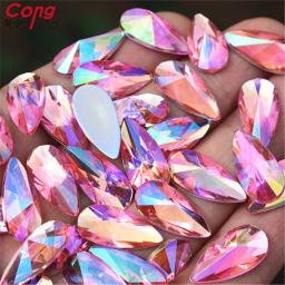 Strass AB Para Fazer Jóias, Forma de Gota de Lágrima, Cola no Flatback, Pedras Apontas, Strass para Artesanato DIY, 9x18mm, 50PCs, WC455 - Image 4