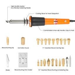 Ferramentas de caneta de solda de madeira, 30w, 24 peças, ferramenta de pirografia de madeira, kit de queima de madeira de terceira mão para queima/escultura/gravação - Image 5