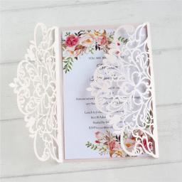 Convites de festa com envelope e flor de quinceañera, decoração de festa com impressão personalizada de 50 unidades - Image 5