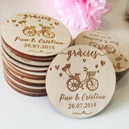 Ímã romântico de madeira para festa de casamento, lembrança personalizada, conjunto de presente para convidados, imã - Image 3
