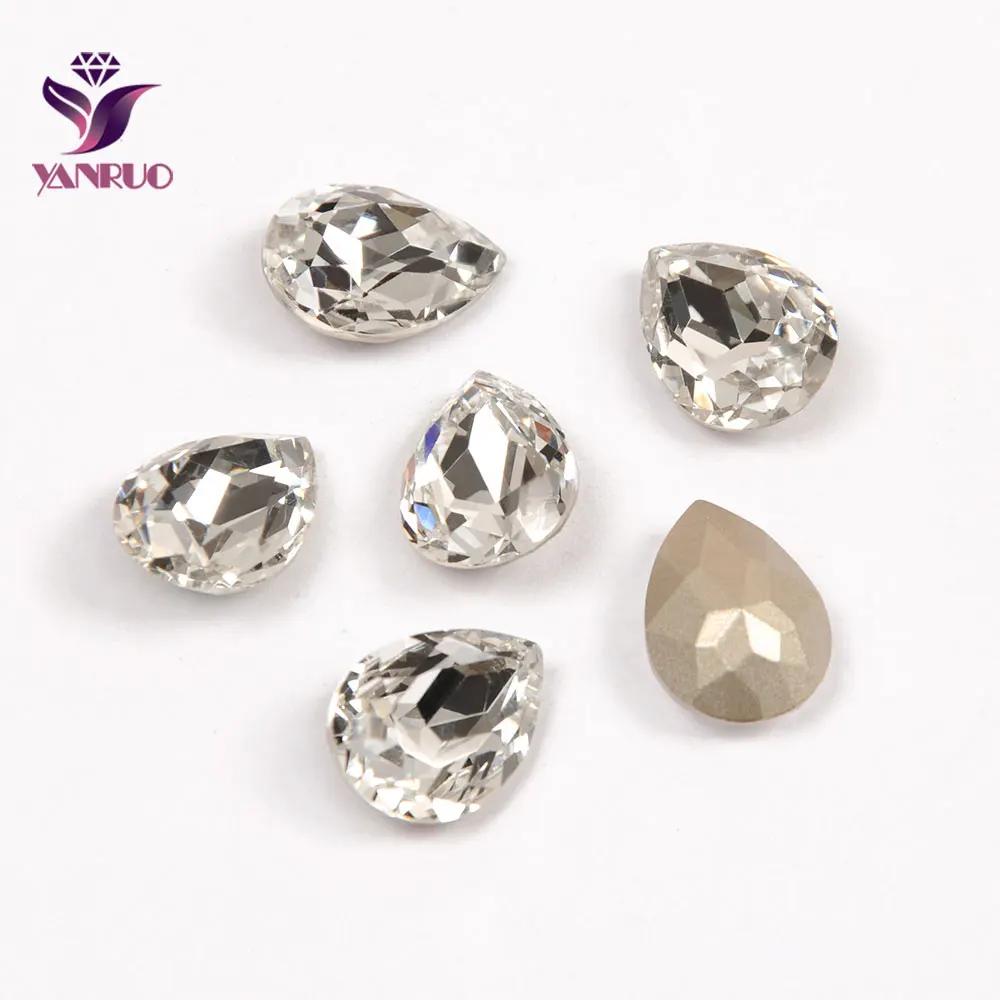 YANRUO-Strass extravagantes para artesanato de costura, gota pêra, diamante pedras, ornamentos brilhantes, acessórios - Image 1