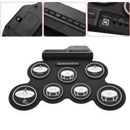 Conjunto de Bateria Eletrônica Digital, Tamanho Compacto USB, Bateria de Silicone Dobrável 9, 7 Almofadas de Bateria, Kits de Bateria Digital, Baquetas, Pedais - Image 5