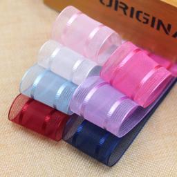 Fita faixa de organza de alta qualidade com listras para festa, casamento, decoração para presente, natal, material diy - Image 2