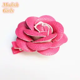 Prendedores de cabelo dourados com flor de couro artificiais, acessórios para crianças prendedores de cabelo para crianças com diferentes formatos rosa floral e rosa - Image 5