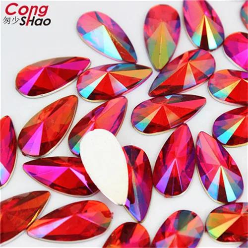 Strass em Forma de Gota de Lágrima para Jóias e Artesanato DIY, 9x18mm, 50 Peças Flatback