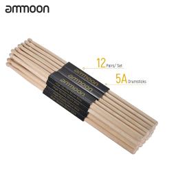 Ammoon 5a/7a de 3/12 pares de baquetas de tambor de madeira fraxinus mandshurica conjunto de tambor de madeira acessórios para instrumentos de percussão - Image 1