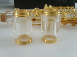 Kit de clarinete bb key, estojo de peças banhadas a ouro real/graxa/pano de limpeza - Image 3