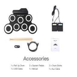 Bateria eletrônica portátil usb para iniciantes e crianças, conjunto de instrumento musical de silicone para reprodução de música - Image 2