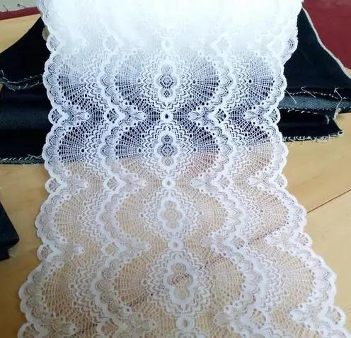 Fita elástica super larga do laço, preto e branco, guarnição elástica do laço, acessórios de costura DIY, decoração Home, quente, 21cm, 1 m - Image 1