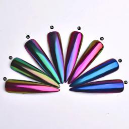 Arte de unhas camaleão aurora 0.2 de pó para espelho mágico com glitter, pigmento cromado e glitter para decoração de unhas faça você mesmo - Image 3