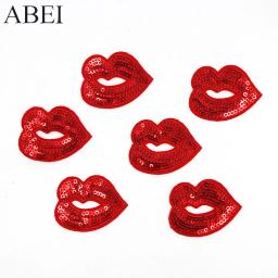 Patches de lantejoulas para bordados DIY, Ferro em Lip Appliqued Adesivos de vestuário, Jeans Sacos e Sapatos Decoração, Motif Badge, 10 Pçs/lote - Image 1