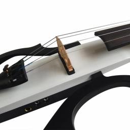 Violino silencioso de madeira maciça, arte elétrica avançada, tamanho completo, branco e preto, acessórios de ébano, peças, 4/4 - Image 3