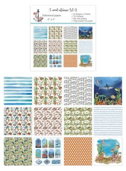 Papel de scrapbooking com estilo do mar oitamina, faça você mesmo, pacote de 24 folhas artesanais, papel de fundo para artesanato p54 - Image 2