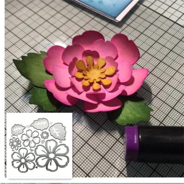 Kit Completo de Molde de Corte em Metal para Flores - 8 Peças para Scrapbook e Artesanato