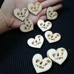 50 peças personalizadas lembrancinhas de casamento, corações de madeira, nome do casamento personalizado e data amor coração etiquetas de presente de casamento de madeira - Image 5