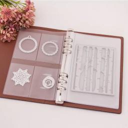 Corte De Plástico Dies Organizador, Selos Álbum Coleção, Livro De Armazenamento, Capa De Couro PU, Páginas Interiores e Bolsos, Scrapbooking - Image 1