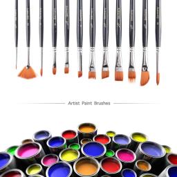 12conjunto de pincéis profissionais de acrílico, pincel redondo, ponta redonda, acrílico e de nylon para pintura a óleo de aquarela acrílica - Image 2