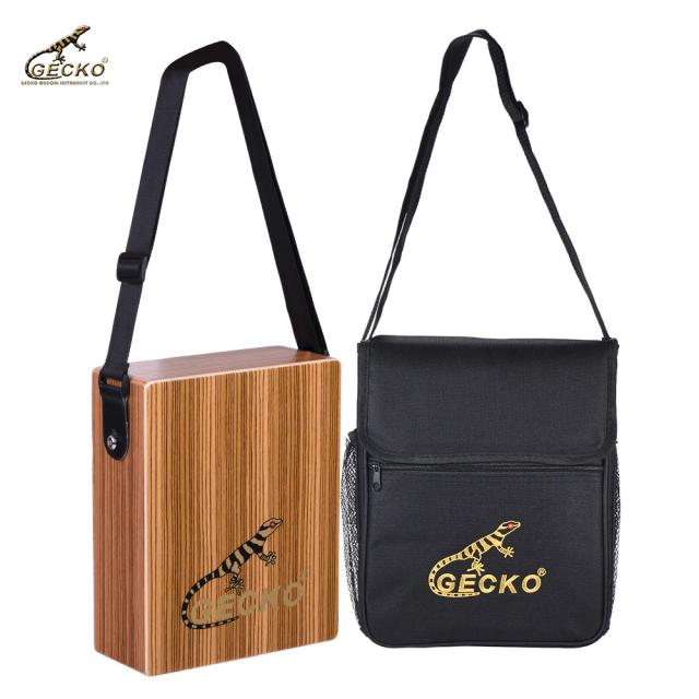 Gecko: Caixa de Percussão Portátil de Madeira com Alça e Bolsa para Viagens