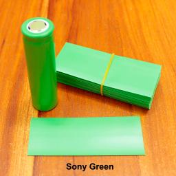 100 pçs/lote 18650 manga termoencolhível importados pele de bateria Sony retardador de chama verde bateria da luva do psiquiatra de ESTIMAÇÃO - Image 1