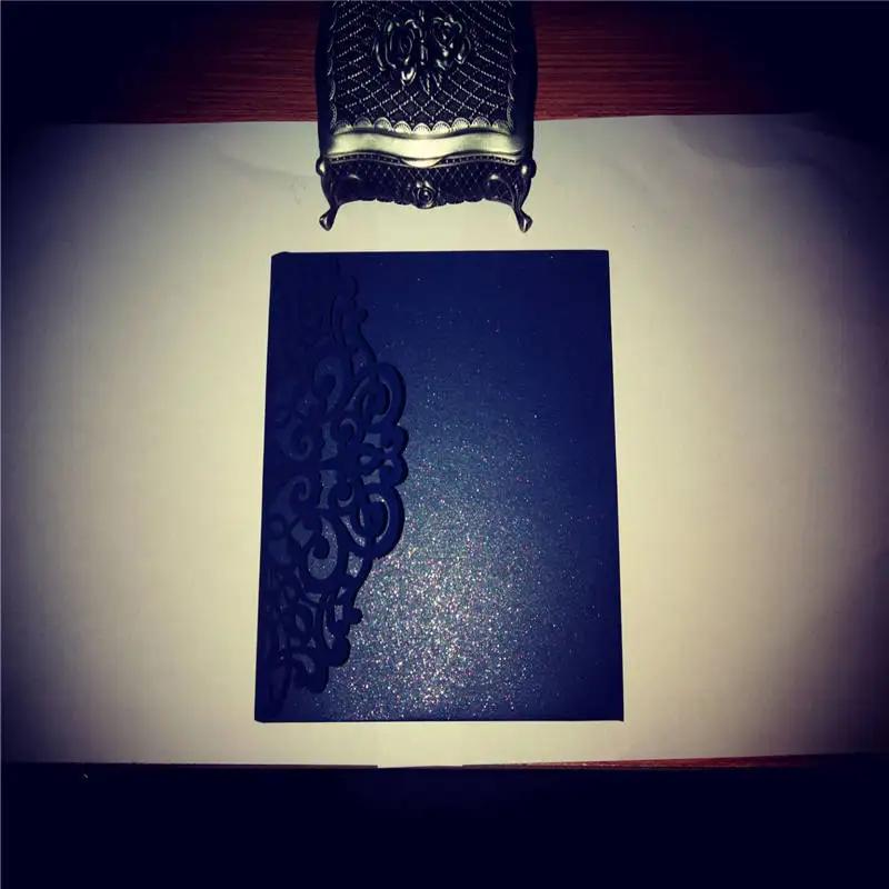 Cartões e convites de casamento com corte a laser, conjunto de 10 peças, três dobras, com detalhes diferentes - Image 1
