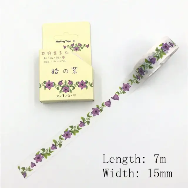 Fita Adesiva Decorativa de 7m com Plantas Fofas para Scrapbooking e Decoração DIY
