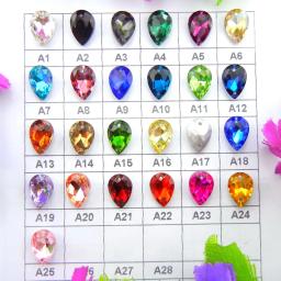Strass de cristal de vidro com dois furos cor agradável forma de gota de água strass costura em vestido de casamento acessórios decorações - Image 1