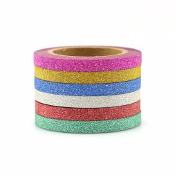 Conjunto de fita washi decorativa de glitter de qualidade com 6 espaços, adesivo para scrapbooking, fita para escola e escritório, papelaria - Image 1
