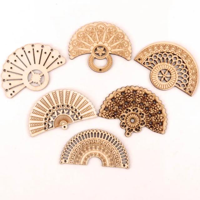 Artesanato em Madeira: Decoração Artesanal, Livros de Recortes, Joias DIY e Brincos Estilo Chinês (Conjunto com 6 Peças de 65mm)