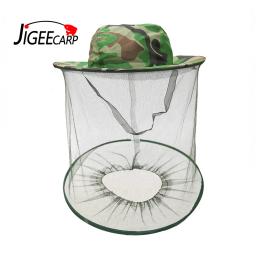 Jigeecarp touca de pesca para caça, gorro de camuflagem para insetos à prova de mosquitos, para acampamento, rede com capuz, 1 peça - Image 1